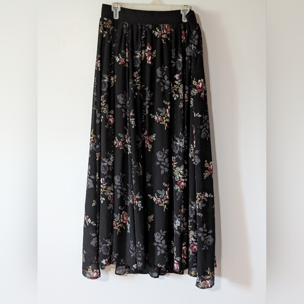 Torrid Floral Black Maxi Skirt